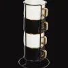 Koffiebekers in rek